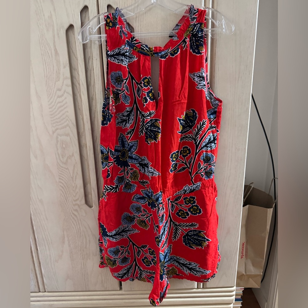 LOFT Red Floral Romper